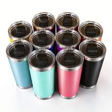 Chulim Vaso Térmico Portátil Acero Inoxidable 20 Onzas Doble Pared Aislante Para Bebidas Frías O Calientes Tapa Hermética Deslizante Regalo Perfecto Para Uso Diario Variedad De Colores - Morado Violeta - Ver 8