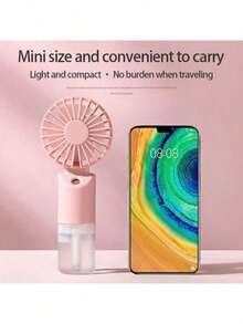 Mini Handheld Mist Fan, Portable Electric Fan, 2-Speed Adjustable, 500mAh Battery, Summer Desktop Fan, Humidifying Cooling, Suitable For Indoor Outdoor Camping, Student Rechargeable Fan, Back To School - Handheld - View 6