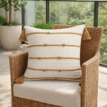 Cotton Macrame Cushion Cover - Caramel/Chocolate Color - 45cm X 45cm - 駝色 - 查看 6