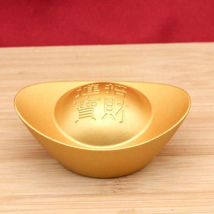 进口铜质风水仿金锭，客厅/办公室桌面摆件，招财锭装饰，创意桌面饰品