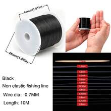 150-10M 0.2-0.8MM Negro/Blanco Transparente Cuerda de Pesca No Elástica Fuerte Cordón de Cuentas Hilo de Nylon Accesorios para Hacer Joyas Cuerda Decorativa - hilo de pescar no elástico - Ver 19