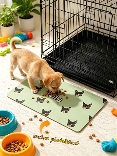 1 tấm lót bàn in ảnh và tên thú cưng theo yêu cầu, thảm lót bát ăn cho thú cưng chống trượt, chống thấm nước, tấm bảo vệ sàn nhà in chân dung thú cưng theo yêu cầu, thảm cho ăn có thể giặt, quà tặng sinh nhật cho thú cưng, dùng trong nhà bếp, phòng ăn, chuồng nuôi thú cưng.