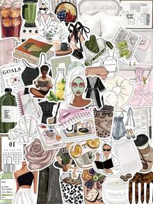 50Pcs Clean Girl Ins Minimal Life Aesthetic Stickers DIY Waterproof Decals For Fridge Laptop Water Bottle Luggage Decor Stickers - I - View 3
