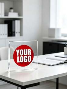1pc Customizable Acrylic Desk Sign - Personalized Business Logo Or Photo, Office Decor, Ideal Gift For Colleagues And Loved Ones - Multicolor - View 3