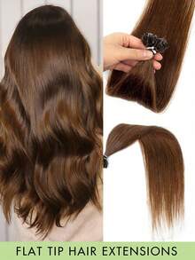 12-24 Inch 50pcs Protein Flat Tip Hair Extensions, Invisible F-Type, High Quality, Natural Look, Suitable For Thin Hair, Weddings, Daily Use, Parties, Straight Real Human Hair Extensions, Applicable For Any Occasion, Halloween Costumes - Multicolor - View 39
