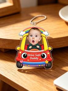 Pingente personalizado para carro com foto de bebê (1 unidade), decoração personalizada em acrílico para espelho retrovisor, presente de Dia dos Pais para pai, marido ou namorado, presente de para novos motoristas, acessório fofo de desenho animado para pendurar em carro ou . - Multicolorido - Ver 10