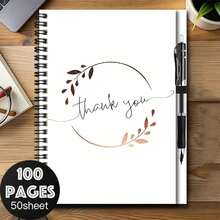 1 Set Minimalist "Thank You" Spiral Notebook With Pen, 100 Pages/50 Sheets, Suitable For Work, Study, School, Graduation, Birthday Gift, Diary, Daily Planner - Option a + a Pen - View 1
