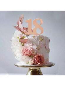 1pc/3pcs Minimalist Gold Acrylic Number 18 21 30 40 50 60 Anniversary Birthday Party Cake Topper - Multicolor - View 3