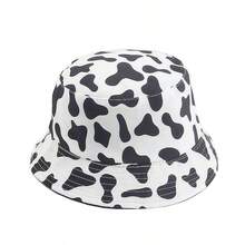新款时尚奶牛纹帽子 白色黑色渔夫帽 双面可戴 夏季女帽 - 乳牛印花 - 查看 6