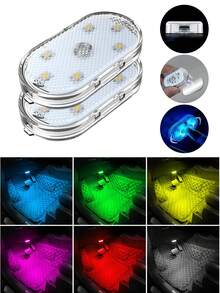 1pc Touch Control Car Ceiling Light, One-Key Lighting For Interior Space, Multi-Function LED Light Source, USB Charging Design, Easy Installation Without Wiring, Compact And Portable - Multicolor - View 2
