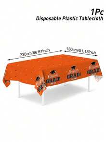 2026 Graduation Ceremony Tablecloth, 220*130cm Disposable PE Material Tablecloth With Graduation Cap Pattern, Congratulatory Graduation Party Supplies, 2026 Graduation Celebration Decoration, Graduation Season Tablecloth, Graduation Decoration, Home Decor, Kitchen Supplies, Tabletop Decor - Design a - View 6