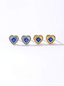 1 Đôi bông tai hình trái tim màu xanh Klein bằng bạc Sterling S925 thiết kế độc đáo - Yêu - Xem 7