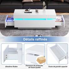 100 X 50 X 35 Cm Coffee Table With 2 Drawers / High-Gloss Side Table / Load Capacity 30 Kg / Easy To Assemble And Easy To Clean / Suitable For Living Rooms, Bedrooms And Apartments - 白色 - 查看 10
