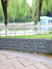 5件套砖纹塑料花园围栏，DIY草坪边缘装饰，花坛植物边界，棕色景观，易于安装的户外装饰 - A - 查看 7