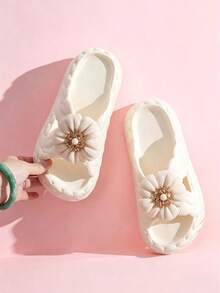 1 Paar süße Blumen Plateau-Pantoffeln, geeignet für Innenräume, Badezimmer, täglichen Outdoor-Gebrauch, bequeme weiche Sohle, rutschfest, vielseitige Sommer-Sandalen - Hausschuhe für Damen - Übersicht 5