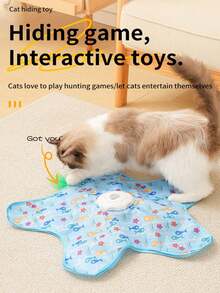 Rechargeable Interactive Cat Toy, Indoor Cat Hide And Seek Feather Teaser Wand With 3 Modes, Pet Exercise Toy, Automatic Rotating Cat Toy, Pet Gift - Multicolor - View 3