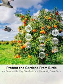 3/6/9pcs Set - Outdoor Bird Repellent, Reflective Owl Windmill, 3D Stainless Steel Bird Deterrent Device, Can Scare Away Birds And Pigeons, Outdoor Hanging Reflective Bird Repellent, Suitable For Yard, Roof, Garden, Can Keep Pigeons Away From Your Home, Yard, Orchard, Also As Home Decor, Wind Chime Decor. - Multicolor - View 7