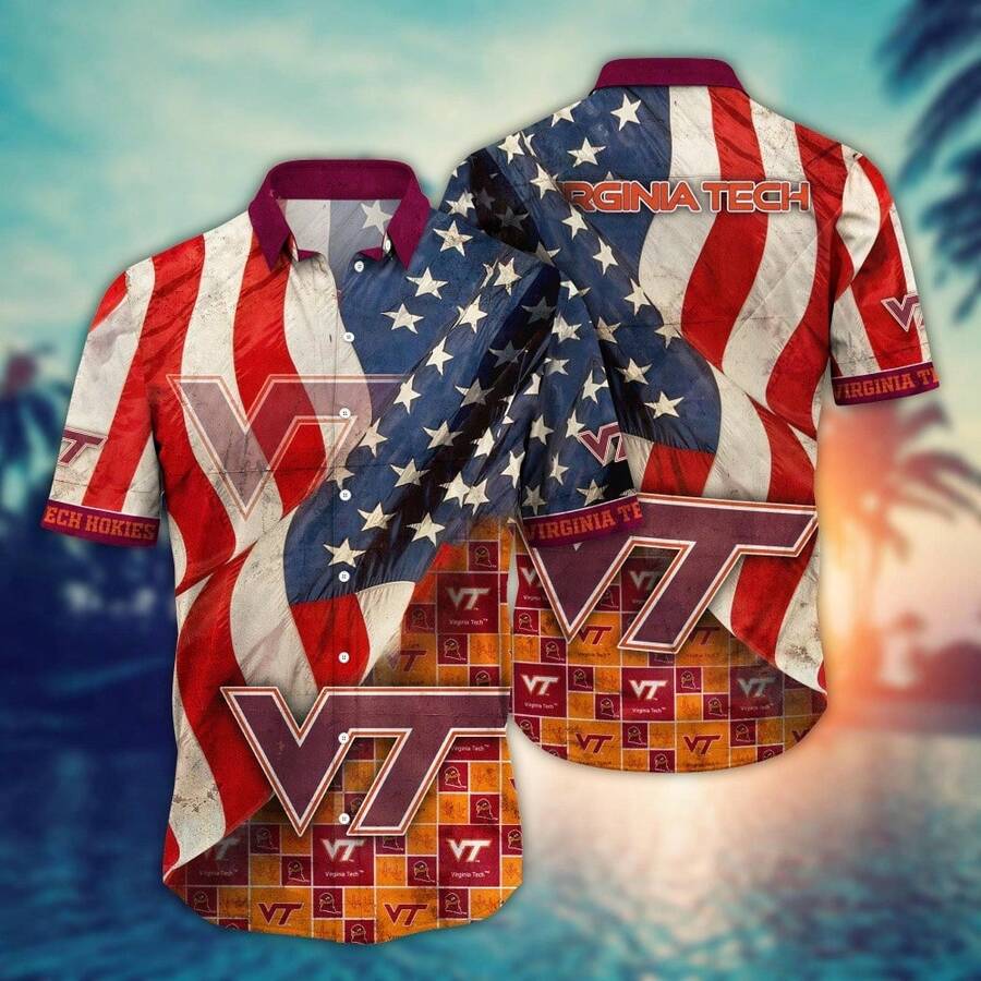 Virginia Tech Hokies Flower Hawaii Shirt For Fans Ver 9 - 彩色 - 查看 1