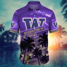 Washington Huskies  Flower Hawaii Shirt For Fans Ver 22 - Nhiều màu - Xem 2