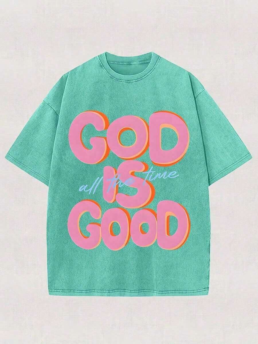 Summer TopsMen Shirts Graphic Tee Cotton T Shirt, 100 Percent Cotton Tops Streetwear Y2K, Shirts Summer Fits Summer Clothes, 230G Washed Soft Knitted - 綠色 - 查看 1