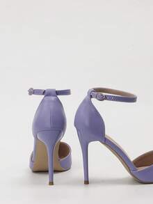 Women's Hollow Out Pointed Toe Slingback High Heel Sandals - Purple - View 3