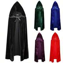 Unisex Party Performance Hooded Cloak, Velvet Fabric, Suitable For Various Festivals, Christmas Costumes, Role Play Costumes And Halloween Costumes - Multicolor - View 6