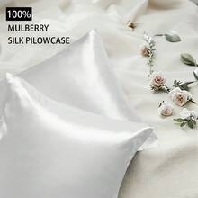 2-Pack 22 Momme 6A Grade Mulberry Silk Naked Feel Pillowcases - 400 Thread Count Cooling Breathable Invisible Zipper Hypoallergenic Naked-Sleep Grade For Bedroom Travel Living Room RV Gift Bedding. - White - View 12