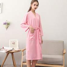 1pc Textured Bathrobe, Unisex Adult Bathrobe, Spring/Summer Bathrobe, Suitable For B&B, Hotel And Spa, Highly Absorbent, Quick-Drying, Loose Fit, Multiple Colors Available, Bathroom Supplies, Home Decor - Multicolor - View 9