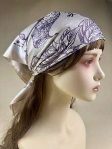 1pc Women's Floral & Bird Print Headscarf/Headband/Hair Accessory, An Ideal Choice To Create Fashionable Looks,Beach,Holiday - 彩色 - 查看 2