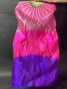 1pc Women's Belly Dance Fan, Elegant Gradient Imitation Silk Dance Fan, Dance Performance Prop, For Dance Training And Stage Performance - Multicolor - View 38