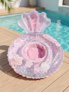 Anillo inflable con forma de concha, flotador de piscina a cuadros con brillo adecuado para actividades en la playa y la piscina - Multicolor - Ver 4