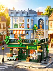 Western Street Scene Pet Shop Building Set, Luxury Modular Building Toy For Ages 18+, Stress Relief And Anxiety Reduction Game, Satisfying Mini Modular Model - Multiple Colors - View 3