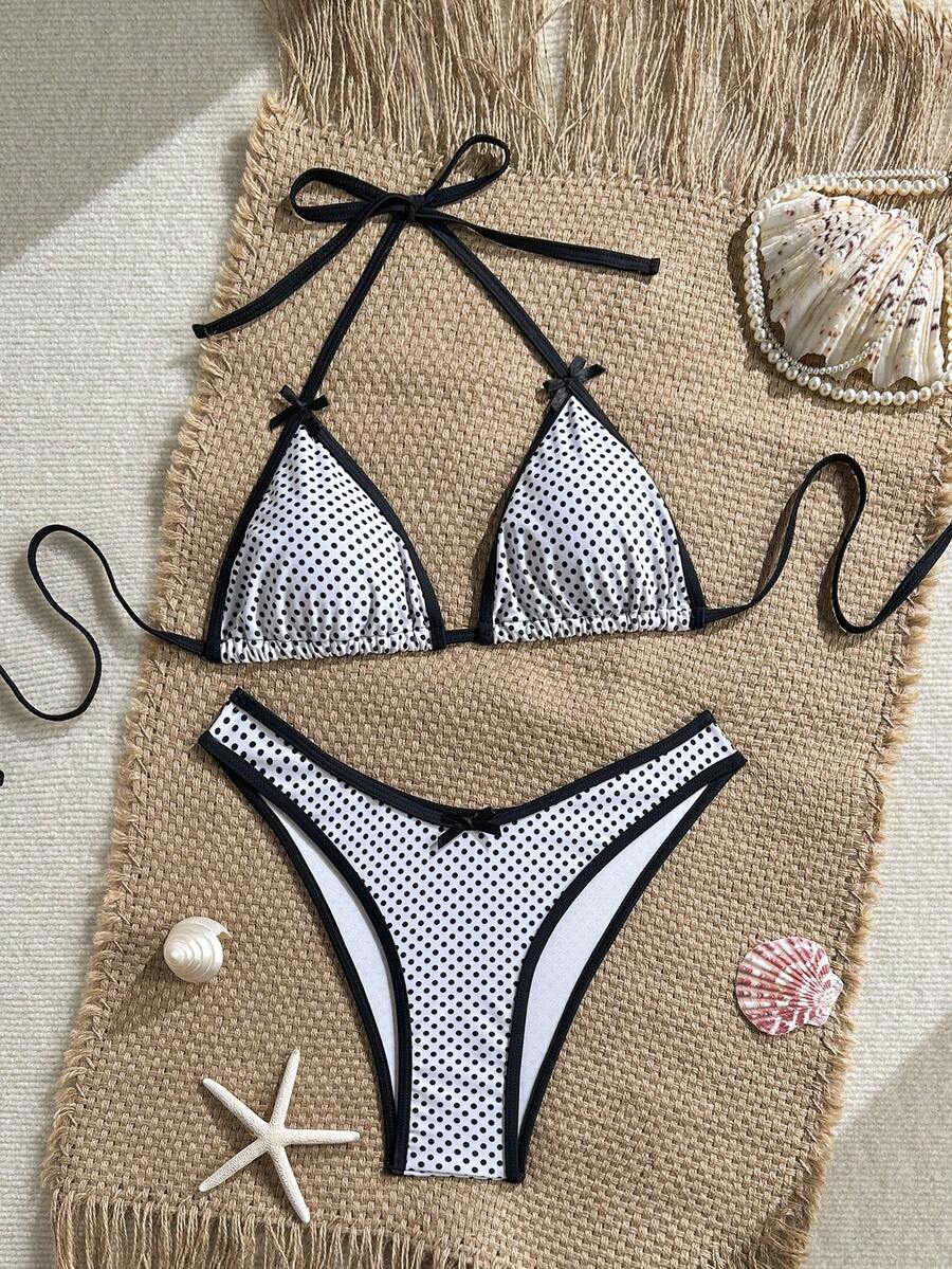 女款彩色圓點比基尼兩件套度假海灘夏季 - 彩色 - 查看 1