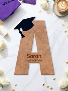 1 pieza Libro de mensajes de graduación de madera personalizado, texto personalizable, Clase de 2026, regalo para mujeres y hombres, decoración de escritorio para fiesta de graduación, accesorio fotográfico premium - Multicolor - Ver 31