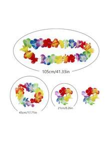 1/4pcs Hawaiian Flower Wreath Set, This Series Includes Flower Wreaths, Necklaces And Bracelets, Suitable For Various Occasions Such As Summer Pool Parties, Beach Theme Gatherings, Hawaiian Theme Events, DIY Decorations, Costume Parties, Easter Gifts, Holiday Celebrations, Weddings, Vacations, Holiday Accessories, Birthday Parties, Etc. These Summer Accessories Are Designed With Floral Patterns, Making Them An Excellent Gift Choice. - Multicolor - View 5