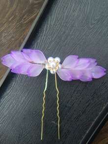1pc Elegant Green Bamboo Flower Design Hair Clip, 10cm Length Chinese Style Hair Accessory, Five-Petal Flower With Bamboo Leaf Design, Metal Material, Easy To Use - High-Quality Design, Minimalist & Fashionable, Alloy Material, Convenient To Use - Multicolor - View 16