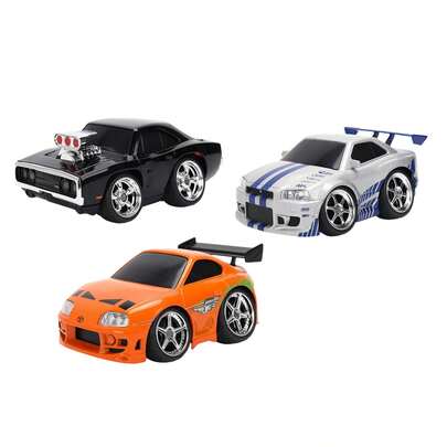 Simba Universal 正品 Jada 25 周年纪念版 1:28 合金车模，Q 版低趴姿态，电影复刻版，丰田 Supra、日产 GT-R、三菱、道奇，正版金属合金汽车玩具，收藏佳品