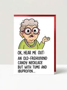 1pc "Ok Hear Me Out" Funny Get Well Soon Card With Envelope, Humorous Elderly Lady Recovery Greeting For Friends Family, Blank Inside - View 7