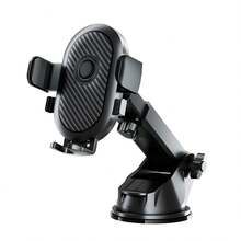 Remax Car Phone Holder With Suction Cup, Dashboard Mount, 360° Rotation, One-Click Lock, Adjustable Base, Hollow Silicone Pad, Suitable For 4-6.5 Inch IPhone And Android Phones, Car Accessories, Car Essentials, Car Supplies - Black - View 1