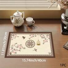 1pc Vintage Print Pattern Absorbent Mat/Drying Mat For Coffee Maker, Tableware - Absorbent Polyester Desktop Protective Mat With Rubber Anti-Slip Pad, For Kitchen Counter Decor, Home Bar And Dining Table - Multicolor - View 15