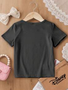 Disney 1 Piece Cozy Style Kids T-Shirt Zootopia Nick Judy Family Of Three Print Unisex Breathable Versatile Black Short Sleeve Top, This Baby Girl Clothing Is Le For Daily Wear, Versatile And Non-Stuffy, Suitable For Spring And Summer, Vacation, Outdoor Activities, Amusement Park Outfits, Gifts For Kids. - 黑色 - 查看 4