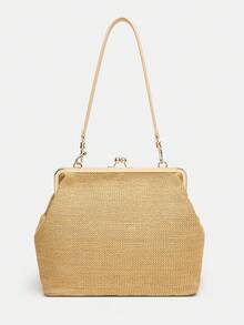 1pc Coffee Color Woven Shell Decor Women's Large Capacity Shoulder Crossbody Bag, Suitable For Beach, Travel And Vacation - Multicolor - View 12