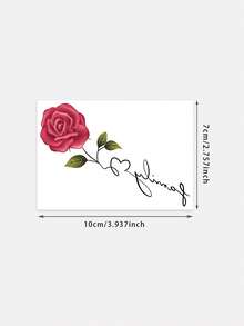 One Temporary Valentine's Day Tattoo Sticker, Featuring A Gentle Fusion Of Y2K-Style Cursive Lettering "Family" And Realistic Floral Details. Waterproof, Sweatproof, Washable, And Non-Reflective, It Mimics The Effect Of A Tattoo On The Arm And Shoulder, Suitable For -Conscious Individuals. Lasts 3-5 Days. - Multicolor - View 2