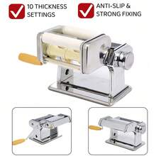 5-In-1 Manual Pasta Maker, Multi-Functional Noodle Machine With Various Cutting Blades For Making Italian Pasta, Dumplings, Wonton, Lasagna - Silver - View 3