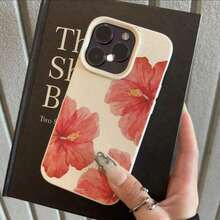 Funda de teléfono de material TPU con elementos florales, patrón de orquídea rojo oscuro, 1 pieza, material TPU compatible con iPhone/teléfonos, regalo de primavera para aniversario - Blanco 4 - Ver 6