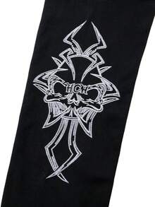 Jeans rectos de estilo retro americano personalizados para hombres, estilo emo, grunge - Negro - Ver 10