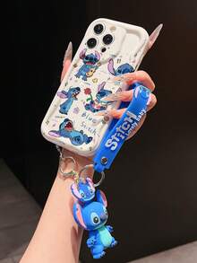 Disney Has Authorized, Phone Case - Chain Set, The Stitch Lilo & Stitch Phone Case Plus A Silicone 3D Or Fluffy Style Stitch Bracelet With Metallic Ring Removable Bracelet, Stitch And Angel Pattern, Compatible With Iphone 17/16/15/14/13/12/11/XS/XR/X Plus Pro Max, Wavy Design Phone Case For Girl, A Stylish Cartoon Summer Phone Case, The Perfect Gift Choice, Phone Protection, Durable Phone Cover, Great Gift For Friends And Family - Màu trắng kiểu A - Xem 3