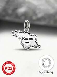 1pc Minimalist & Unique 925 Sterling Silver Roman Map Pendant, DIY Jewelry, Exquisite Christmas Gift For Men & Women - Style 5 - View 2
