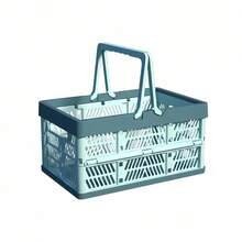 1pc Portable Foldable Camping Storage Basket With Handle, Durable Utensil, Fruit & Vegetable Storage Box, Space-Saving Home Organizer For Car, Bedroom, Home, Dorm, Picnic - Multicolor - View 12