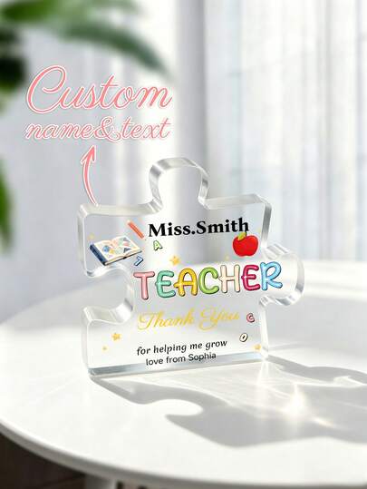 Customized Acrylic Plaque For Teacher's Day, Personalized Acrylic Decor, Teacher's Day Customized Gift, Birthday Gift, Home Decor, Commemorative Item, Reusable, Cute, Graduation Souvenir, Multifunctional, Adjustable, Decorative, Exquisite, High Quality, Modern, Colorful, Comfortable, Fashionable, Customized, Personalized, Unique, Ideal Gift For Him, Ideal Gift For Her, Family, Friends, Office, Tea Room, School